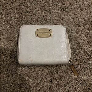 Michael Kors Cream Leather Zip Wallet